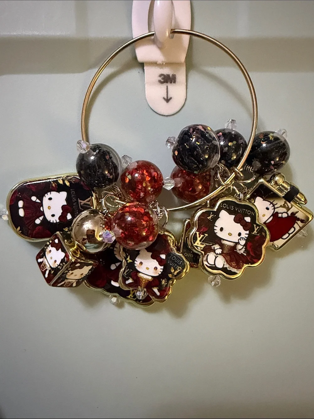 Hello Kitty Charm Hoop bracelet in Red and Black